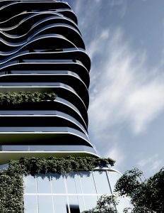 organic and futuristic architecture facade