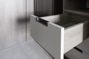 Detail of drawer for custom closet