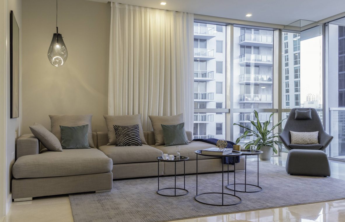 minimalist living room design at brickell
