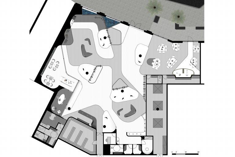 floor plan of futuristic retail store