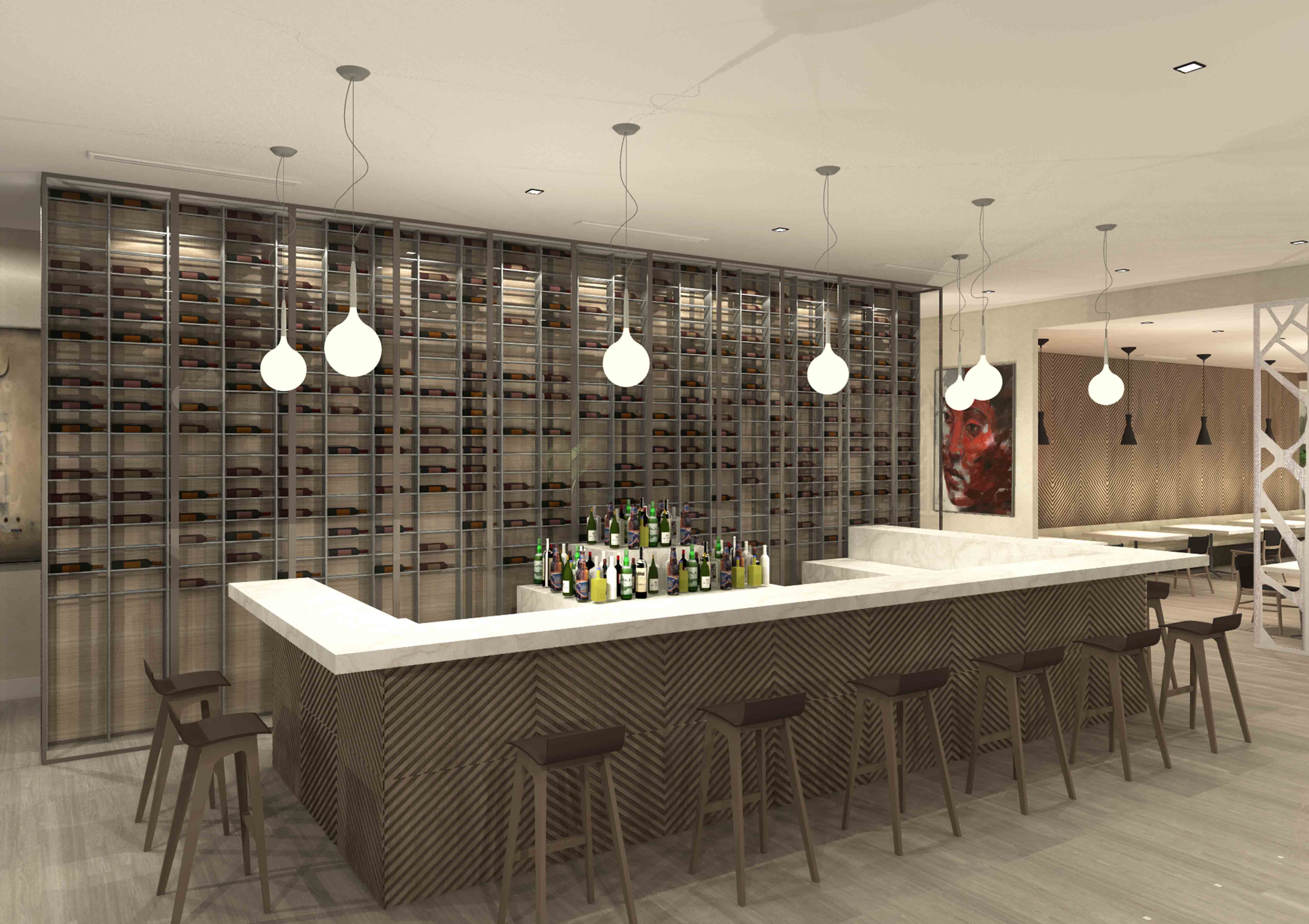 naturalist interior design of a restaurant bar