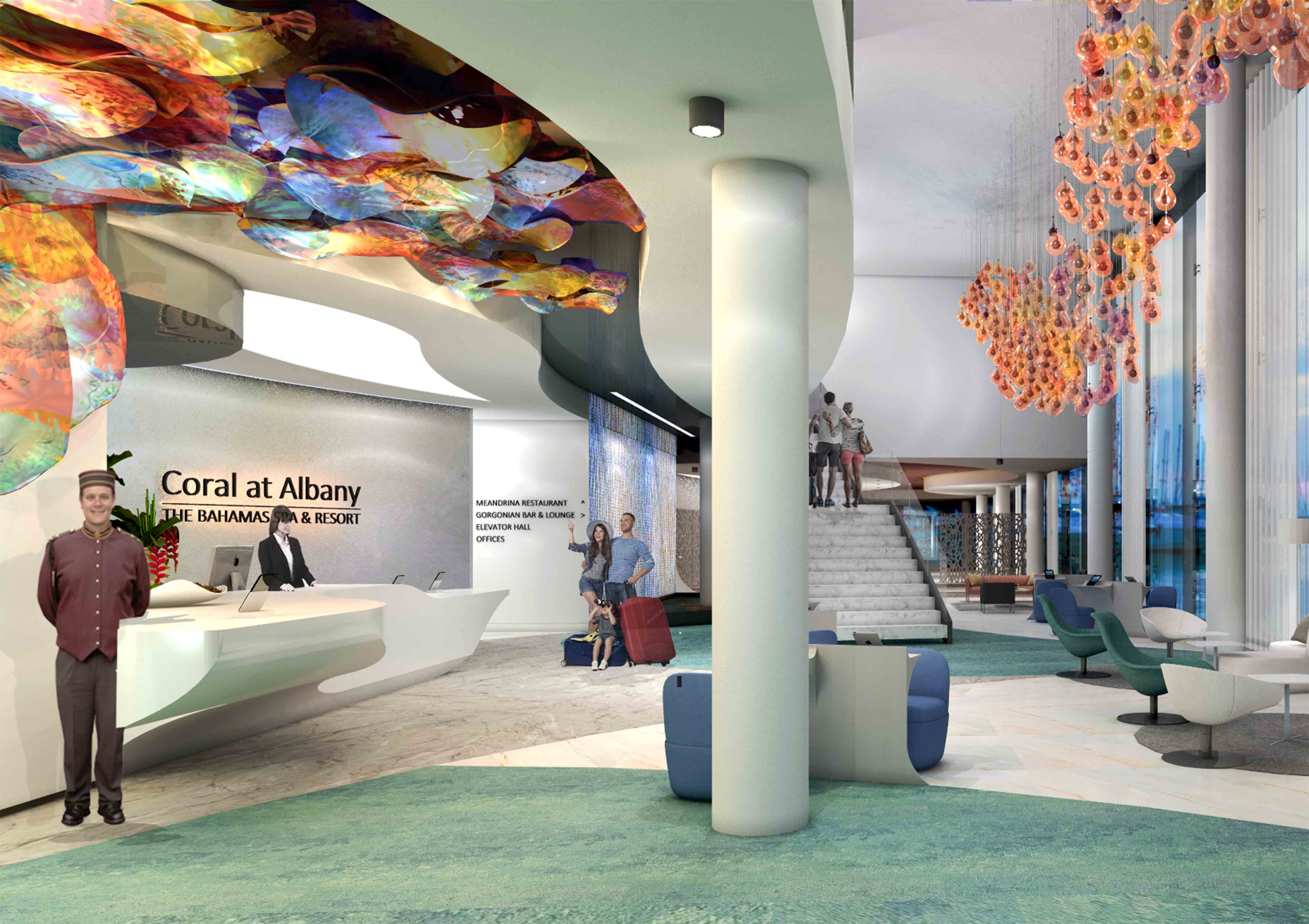 ocean inspired hotel lobby