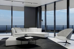luxurious minimalist black and white living room