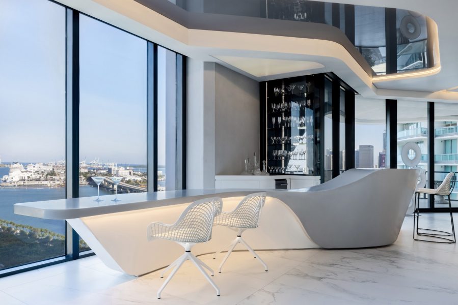 Interior Design 1000museum cutsom bar in krion organic